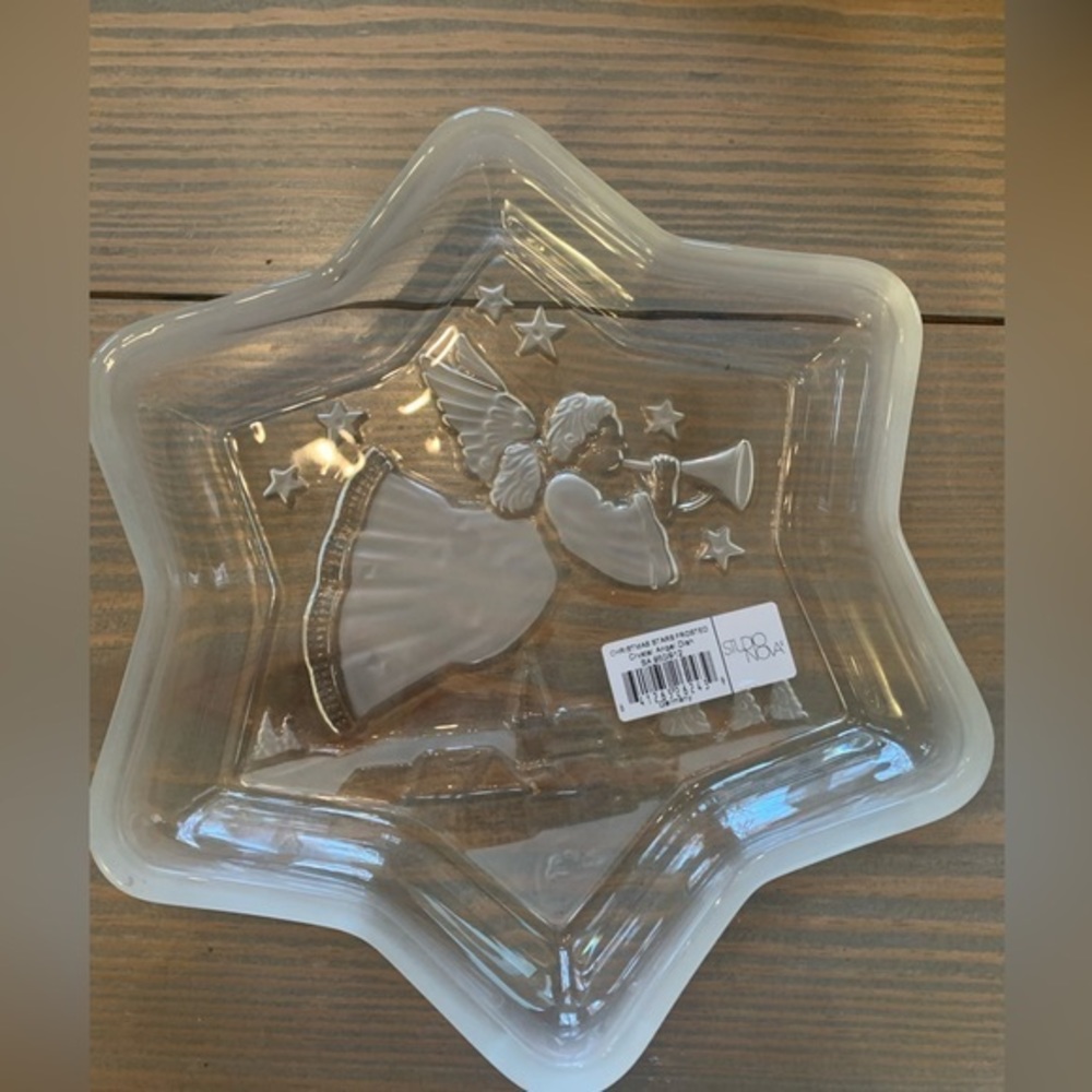 ❤️Studio Nova Christmas Stars Frosted Crystal Angel Dish NWT
